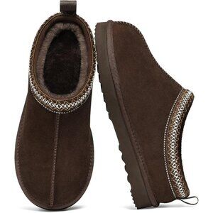 Women's Dusted Cocoa Suede Fuzzy Slippers for Winter Warm House Shoes Cozy Boots